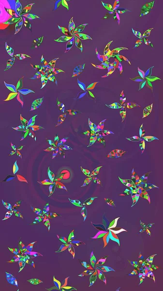 Yaz çiçekleri teması. Mor ve mor renkler. El çizimi, soyut ve süslü elementler. Suluboya resim taklit Raster çizimi. Klasik çiçekler..