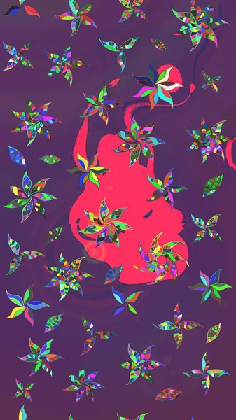 Robot resim. Raster illüstrasyonu. Küçük çiçekte sevimli çiçek deseni var..