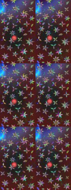 Mor ve kahverengi renkte çiçekler. Robot resim. Raster illüstrasyonu. Şirin çiçek elementleri..