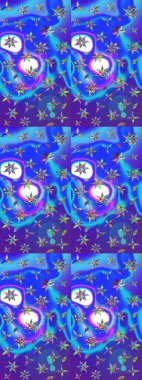 Elle boyanmış suluboya resim çizimleri, çiçekler ve bitkiler. Mavi ve mor renkte çiçekler.