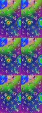 Renkli Bahar Teması eskiz kalıbı. Eskiz klasiği. Düz Çiçek Elementleri Tasarımı. Raster Şirin kumaş deseni.