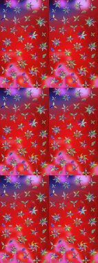 Raster Yumuşak kumaş deseni. Klasik taslak çizimi. Raster çiçek izi. Çiçek kırmızısı ve pembe çizim deseni.