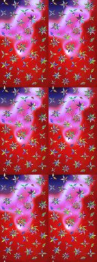 Raster illüstrasyonundaki çiçek desenli çizim. Renkli Bahar Teması eskiz kalıbı. Kırmızı ve pembe renkte çiçekler. Düz Çiçek Elementleri Tasarımı.