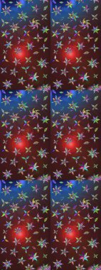 Tropik çiçek desenleri. Kahverengi ve mor renkli çiçekler. Raster illüstrasyonu.