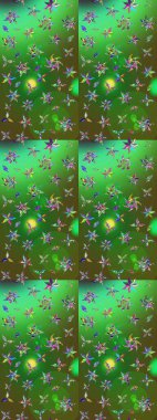 Çiçek desenli eskiz, yaz çiçekleri. Düz Çiçek Elementleri Tasarımı. Renkli Bahar Teması eskiz kalıbı. Yeşil ve mavi renkte çiçekler.