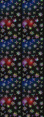 Renkli desenli eskiz deseni, gri ve mavi çiçekler ve dekoratif elementler. Raster illüstrasyonu. Eskiz geçmişi. Kumaş, tekstil, duvar kağıdı baskısı için. Antika retro tarzı.