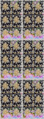 Kusursuz raster arka plan. Çiçek deseni. Duvar kâğıdı barok, İspanyol kumaşı. Gri ve nötr renklerde altın elementler. Şekil grafik deseni.