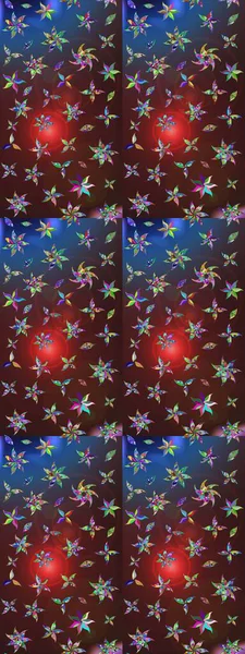 Tropik çiçek desenleri. Kahverengi ve mor renkli çiçekler. Raster illüstrasyonu.