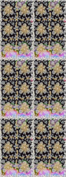 Kusursuz raster arka plan. Çiçek deseni. Duvar kâğıdı barok, İspanyol kumaşı. Gri ve nötr renklerde altın elementler. Şekil grafik deseni.