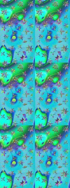 Manzaralı çiçek deseni. Çiçek kompozisyonu, el boyası, hassas şablon. Üst manzara, yumuşak mavi ve yeşil renk tarzı. Sevgililer günü ve tebrik kartı konsepti için şık bir davet.