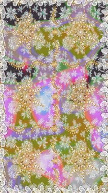 Tarafsız ve gri renklerde altın elementlerle kusursuz desen. Raster oryantal süs. Kusursuz altın desen.