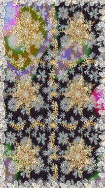 Gri ve kahverengi renklerde altın elementlerle kusursuz desen. Klasik klasik klasik arka plan. Geleneksel oryantasyon süsü. Klasik raster altın pürüzsüz desen.