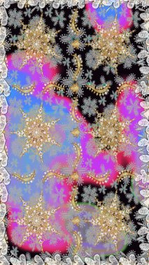 Gri ve nötr renklerde, altın elementlerle klasik, pürüzsüz desen. Raster illüstrasyonu.