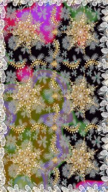 Şam, tasarım için kusursuz desen. Gri ve nötr renklerde altın elementli pürüzsüz desen.