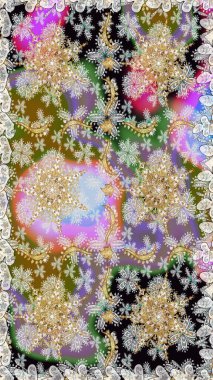 Barok tarzında kusursuz bir doğulu süsü. Tarafsız ve gri renklerdeki altın desenli altın elementler. Geleneksel klasik altın desen. Raster doğulu süsü.