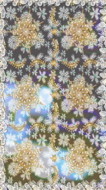 Geleneksel klasik raster altın pürüzsüz desen. Gri ve nötr renklerde altın elementler. Barok tarzında kusursuz bir doğulu süsü..