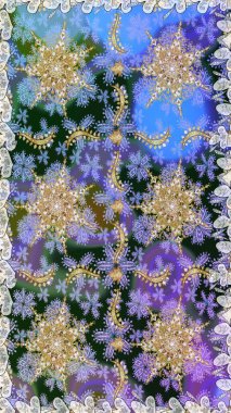 Damask pürüzsüz süsü. Klasik oryantal desen mavi ve gri renkler üzerinde. Geleneksel raster ve altın desen.