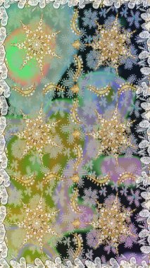 Geleneksel raster ve altın desen. Damask pürüzsüz süsü. Nötr ve gri renkler üzerinde klasik oryantal desen.