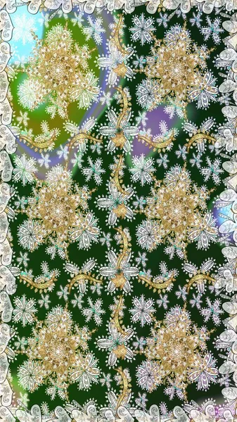 Kusursuz altın desenli bukleler. Doğu tarzı arabesk. Raster altın desen. Altın elementli nötr ve gri renkler. Raster illüstrasyonu.