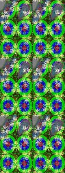 Raster illüstrasyonundaki çiçek desenli çizim. Renkli Yaz Temalı eskiz kalıbı. Düz Çiçek Elementleri Tasarımı. Yeşil ve mavi renkte çiçekler.