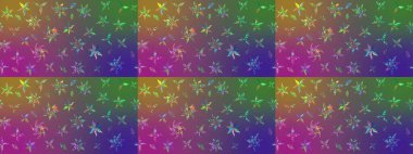 Güzel kumaş deseni. Raster suluboya çiçek deseni, narin çiçekler, mor ve yeşil çiçekler, tebrik kartı şablonu..