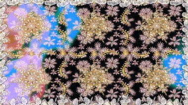 Barok tarzında kusursuz bir doğulu süsü. Tarafsız ve siyah renklerde altın elementlerle geleneksel altın sarısı desen.