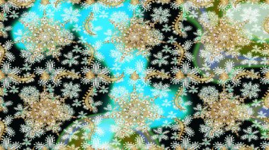 Duvar kâğıdı barok, İspanyol kumaşı. Kusursuz çiçek deseni. Kusursuz raster arka plan. Tarafsız ve siyah renkler üzerinde grafiksel modern kusursuz desen.