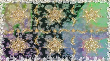 Kusursuz soyut bir arkaplan. Raster illüstrasyonu. Oriental raster klasik gri, nötr ve altın desenli.