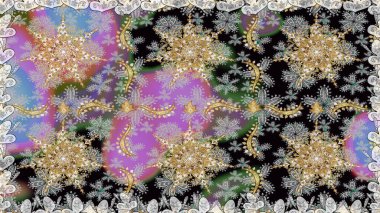 Altın kar tanesi kadar basit. Gri ve nötr renklerde Raster altın deseni. Soyut duvar kâğıdı, ambalaj dekorasyonu. Kışın sembolü, Mutlu Noel tatili, Mutlu yıllar 2019.