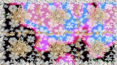 Raster Golden Mehndi kusursuz desen. Tarafsız ve gri renklerde desen. Kına dövmeli süs çiçekleri, altın çıkartmalar, mehndi ve yoga tasarımı, kartlar ve parmak izleri..