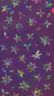 Hediye ambalaj kağıdı, tebrik kartları, posterler ve pankart tasarımı. Mor ve mor renkli çiçekler. Raster düz çiçek çizim deseni.