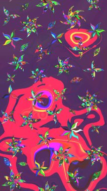 Raster suluboya çiçek deseni, narin çiçekler, mor ve pembe çiçekler, tebrik kartı şablonu. Raster Güzel kumaş deseni.