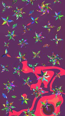 Eskiz arkaplan modeli. Mor ve pembe üzerine çiçekler. Suluboya, elle çizilmiş. Raster stoku.