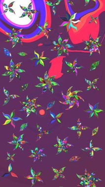 Raster. Mor ve pembe renkte güzel çiçekleri olan eskiz deseni, suluboya çiçek deseni, duvar kağıdı, kart veya kumaş için fayanslı..