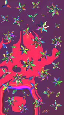 Millefleur 'lar. Tekstil, kumaş, kapaklar, duvar kağıtları, baskı, naylon, koleksiyon defteri, örgü, dekupaj için güzel bir eskiz. Küçük mor ve pembe renkte güzel bir besin torbası deseni, çiçekler..