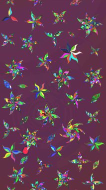 Küçük çiçekli yay deseni çiz. Raster illüstrasyonu. Suluboya tarzında kahverengi ve mor renkler üzerine.