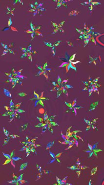 Çiçek desenli eskiz, darbeler, sıçramalar, yaz çiçekleri. Kahverengi ve mor renkli çiçekler. Raster illüstrasyonu.