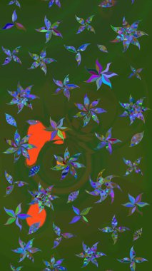 Botanik çizim kalıbı. Organik elementler. Suluboya etkisi. Raster deseni.