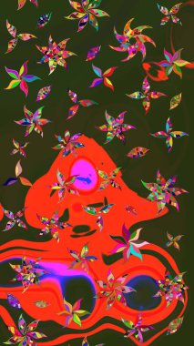 Raster illüstrasyonu. Küçük çiçekli şirin bir desen. Çiçek ve yapraklı çiçek deseni.