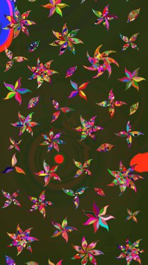 El çizimi. Suluboya çizimi. Çiçekli eskiz deseni. Yeşil ve gri renkte çiçekler.