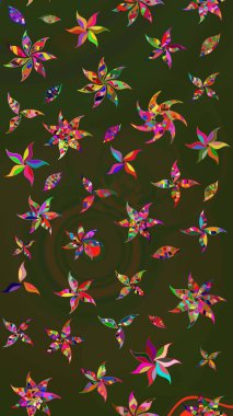 Parlak renkli çiçekleri ve yeşil ve gri renkte yaprakları olan harika bir çiçek deseni. Modern çiçek arkaplanı. Moda baskıları için zarif bir şablon. Halk stili.