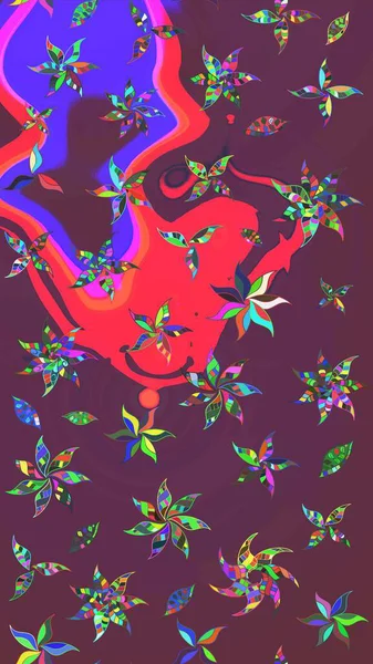 Küçük çiçekteki sevimli çiçek deseni. Kahverengi ve mor renkte çiçekler.