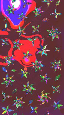 Raster - stok. Kahverengi ve kırmızı çiçekli eskiz deseni, suluboya çiçek deseni, sevimli çiçek, duvar kağıdı, kart veya kumaş için fayanslı.