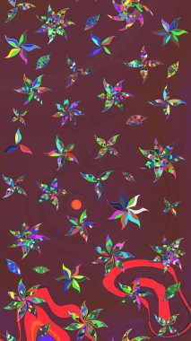 Çiçekli bahar çiçekleri. Küçük renkli çiçekler. Küçük çiçekte güzel bir desen. Moda baskıları için zarif bir şablon. Motley illüstrasyonu.