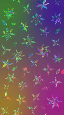 Renkli Bahar Teması eskiz kalıbı. Raster illüstrasyonu. Mor ve yeşil renklerde zarif çiçek buketi suluboya. Düz Çiçek Elementleri Tasarımı.