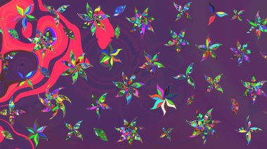 Raster illüstrasyonu. Taslak dekoratif arka plan, çiçek mandala. Çiçek. Mor ve mor renklerde.