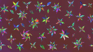 Raster illüstrasyonu. Kahverengi ve yeşil renkte kahverengi ve yeşil papatya deseni. Kahverengi ve yeşil renklerde.