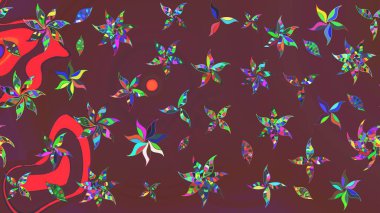 Kahverengi ve yeşil renklerde parlak çiçekli halı deseni.