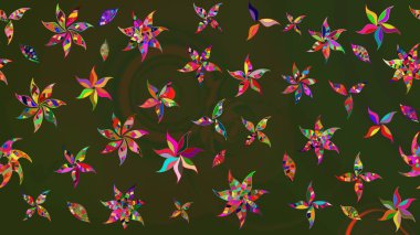 Raster düz çiçek çizim deseni. Yeşil ve gri renkli çiçekler. Tasarım hediye paketi, tebrik kartları, posterler ve afiş tasarımı.