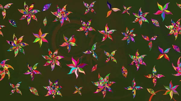 Raster düz çiçek çizim deseni. Yeşil ve gri renkli çiçekler. Tasarım hediye paketi, tebrik kartları, posterler ve afiş tasarımı.